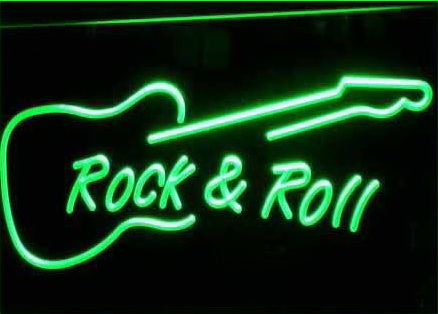 Rock and Roll Guitar Music Neon Light Sign